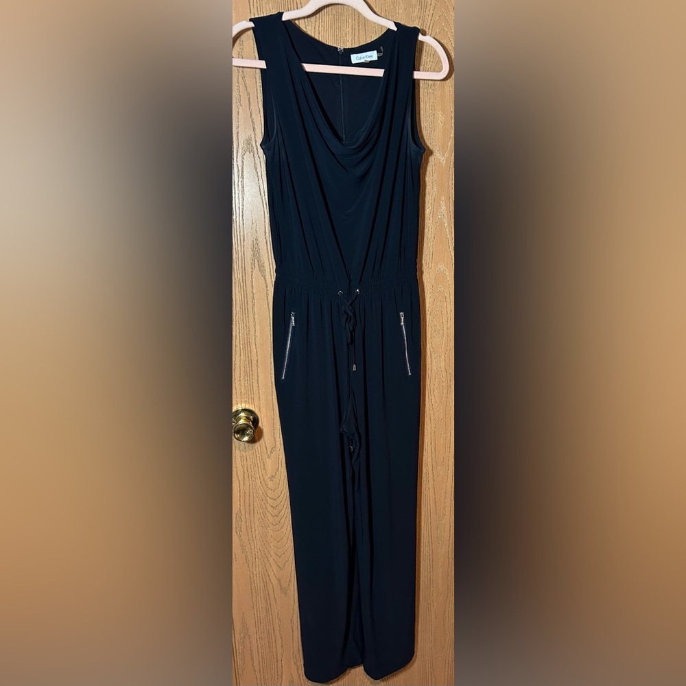 Calvin Klein Women’s Black Drape Neck Jumpsuit in XS